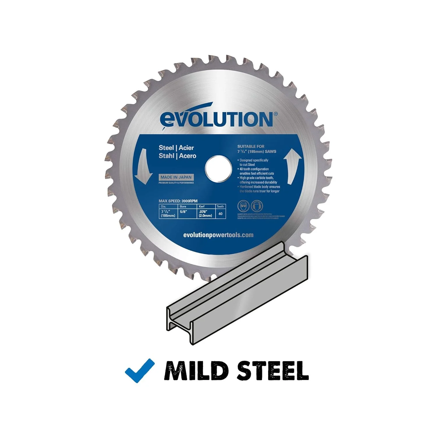 Evolution Power Tools 185BLADEST Steel Cutting Saw Blade, 7-1/4-Inch x 40-Tooth , Blue - Image 3