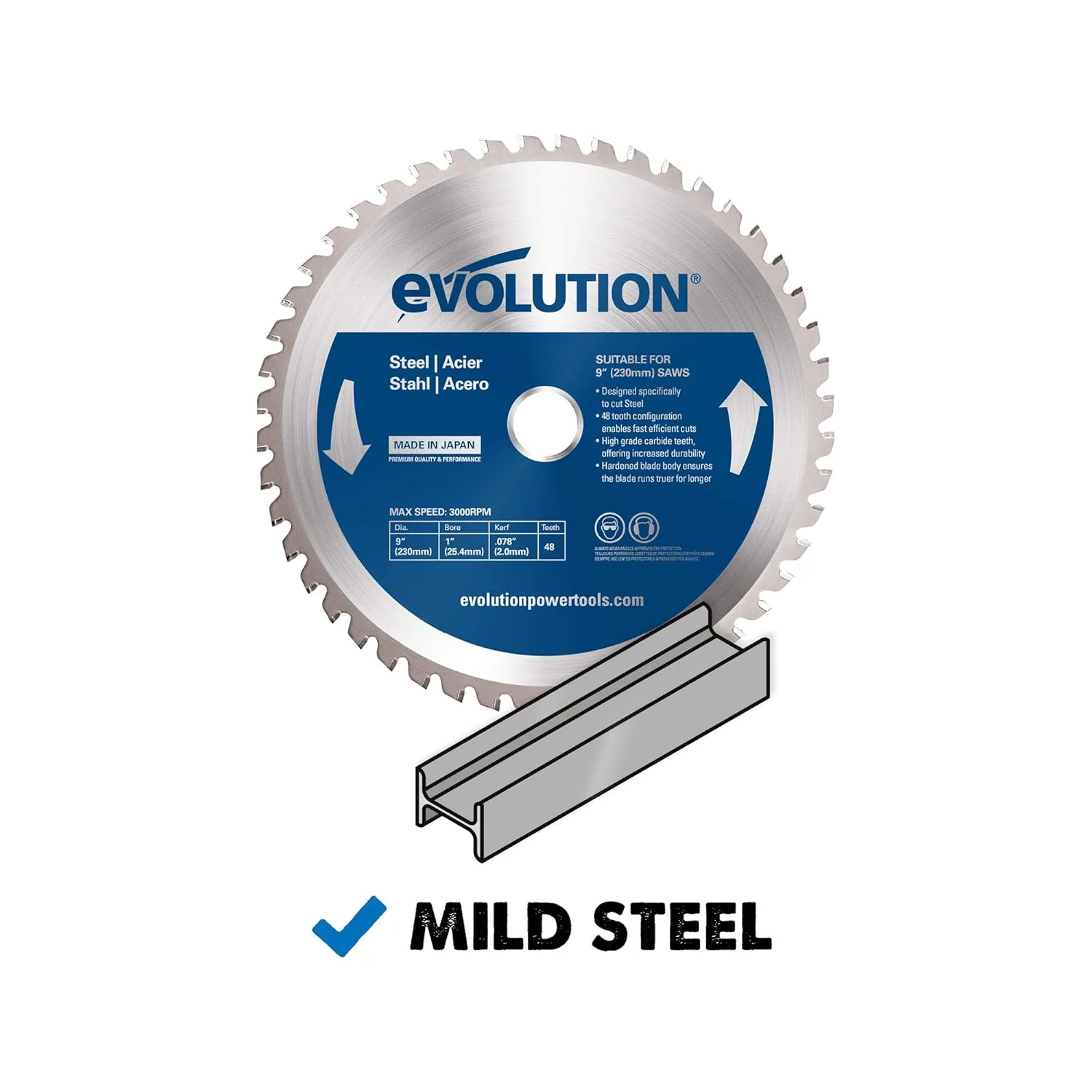 Evolution Power Tools 230BLADEST Steel Cutting Saw Blade, 9-Inch x 48-Tooth - Image 3