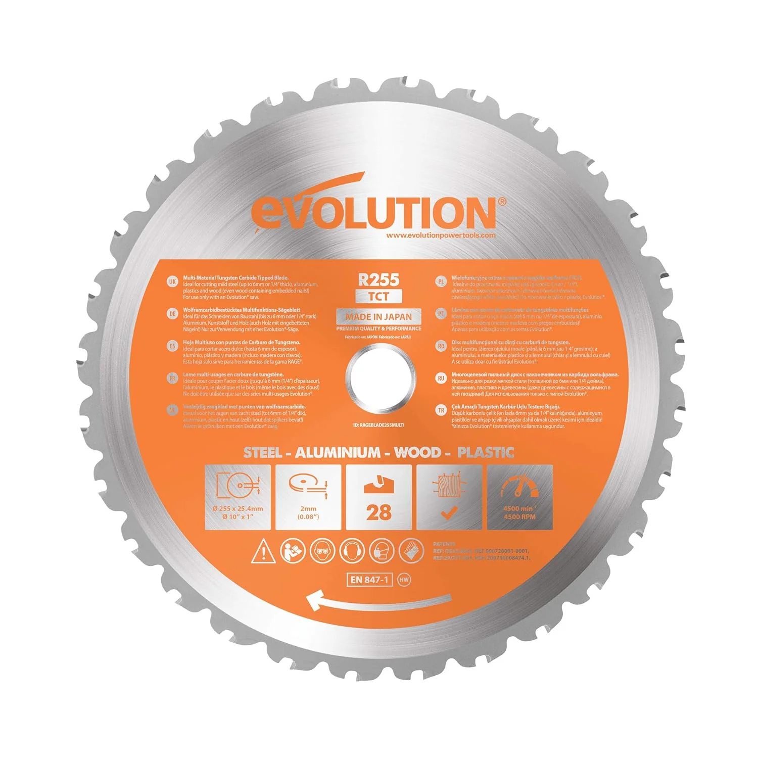 Evolution Power Tools RAGE255Blade Multi-Purpose Cutting Blade for RAGE3, 10-Inch - Image 2