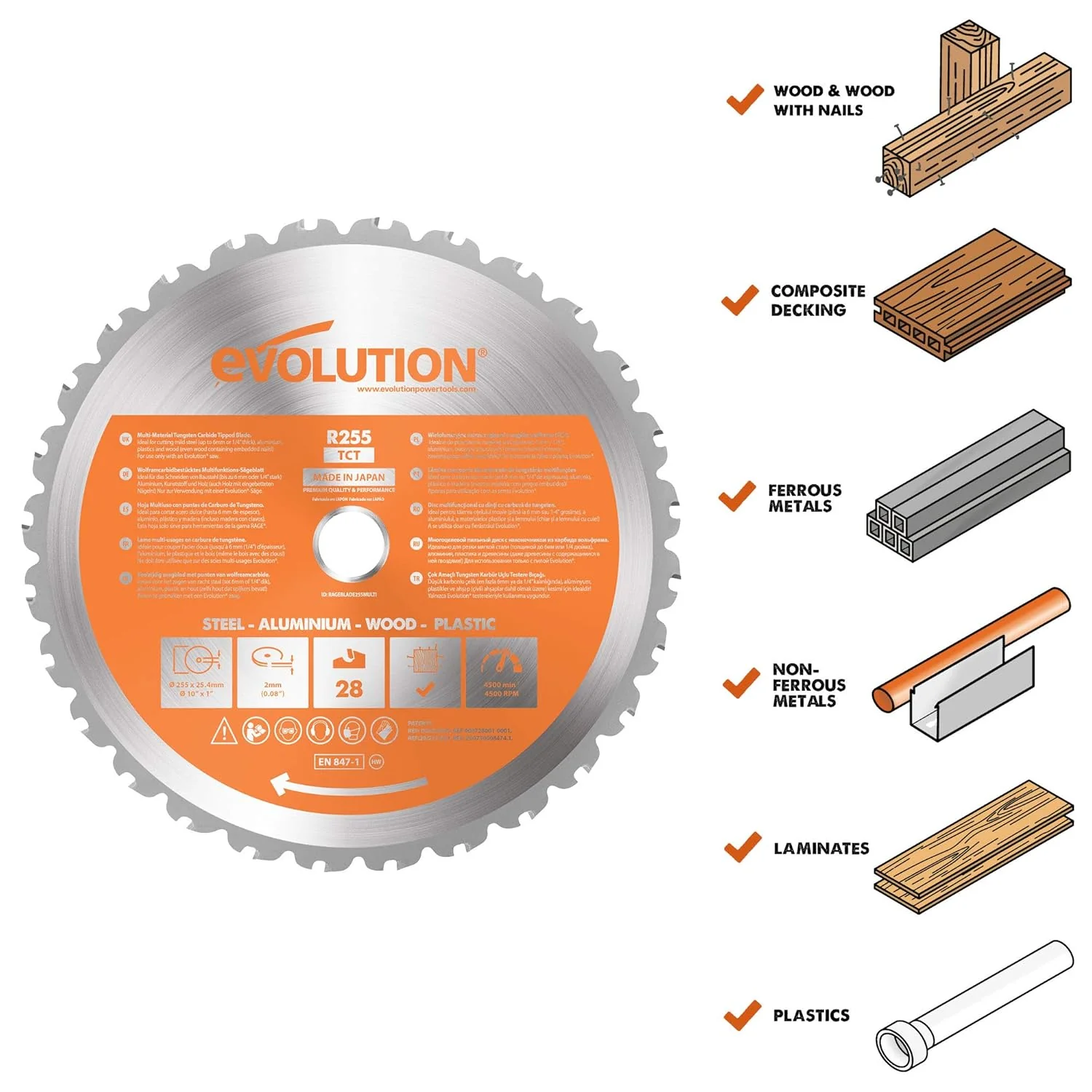 Evolution Power Tools RAGE255Blade Multi-Purpose Cutting Blade for RAGE3, 10-Inch - Image 3