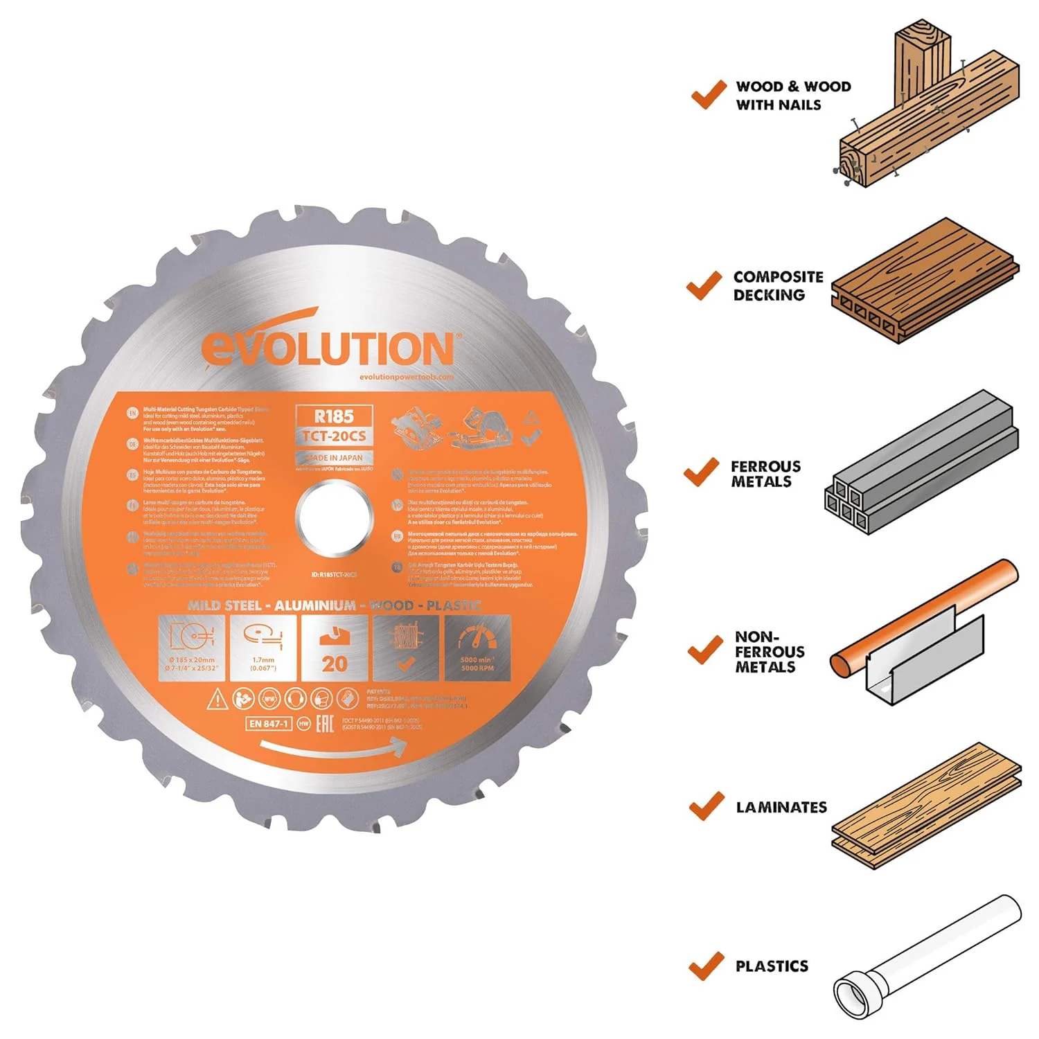 Evolution Power Tools RAGEBLADE 7-1/4-Inch Multipurpose Cutting Blade for Steel, Aluminum, Wood and Plastics - Image 3