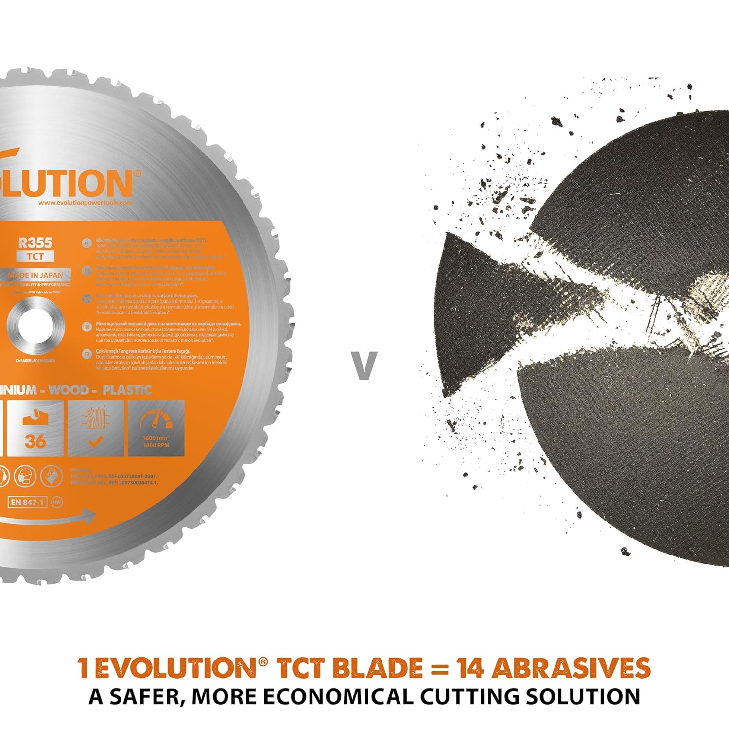 Evolution RAGE355BLADE 14” Multi-Material Blade, Silver, 36-Tooth - Image 4
