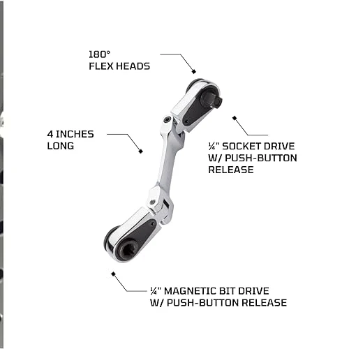 EZRED 4S04 Micro Combo Dual Ratchet Socket with 1/4" Square Drive & Magnetic Bit Drive - Image 6