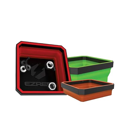 EZRED - EZR-BCK18 EZTRAY Magnetic Collapsible Parts Tray Organizer, Made of Silica and ABS, For Tool Parts, Set of 3