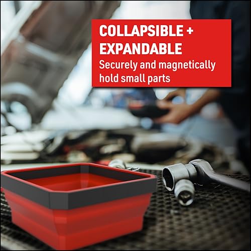 EZRED - EZR-BCK18 EZTRAY Magnetic Collapsible Parts Tray Organizer, Made of Silica and ABS, For Tool Parts, Set of 3 - Image 4