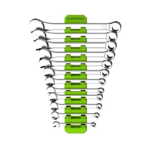 EZRED FWR12-G Magnetic Flexible 12 Slot Wrench Rack Holder Non-Marring Slim Design Storage Organization