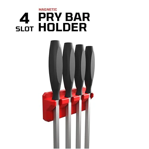 EZRED Magnetic 4 Slot Pry Bar Holder with Mounting Holes Non-Marring TPEE Low Profile Design Organization - Image 2