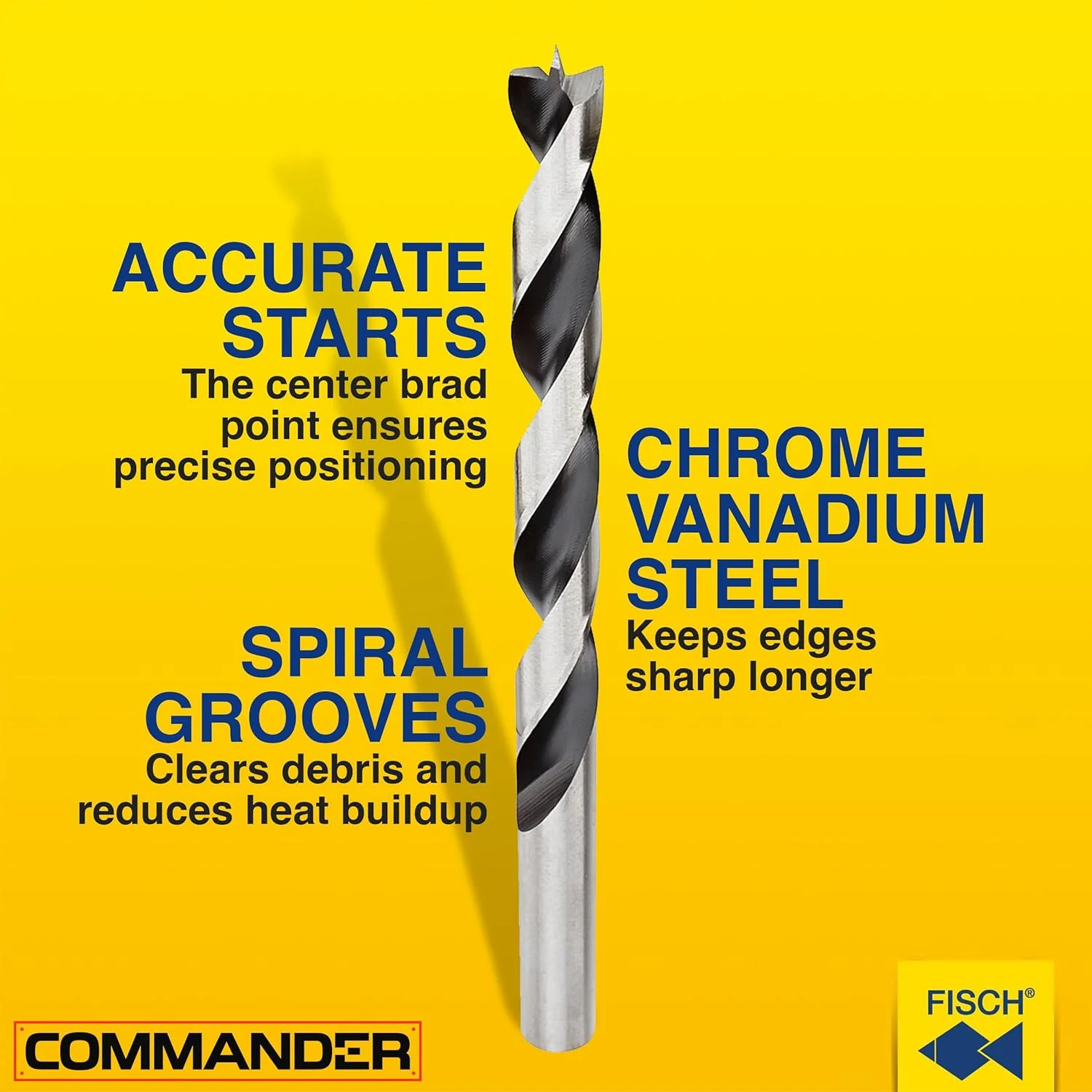 Fisch Brad Point Drill Bits (8mm x 117mm) - Premium Drill Bits for Soft, Hard, Veneered and Laminated Wood, MDF and Acrylic Glass - Beveled Edge for Fast, Easy Cutting - FSF-004035 - Made in Austria - Image 3