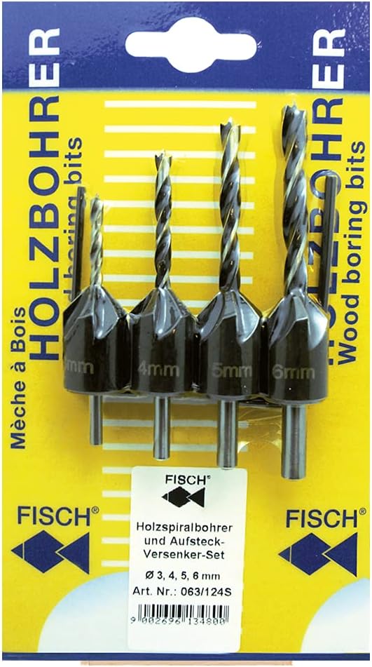Fisch FSH-134800 Drill/Countersink Set - 1/8-Inch/3mm, 5/32-Inch/4mm, 3/16-Inch/5mm, and 1/2-Inch/6mm - Image 2