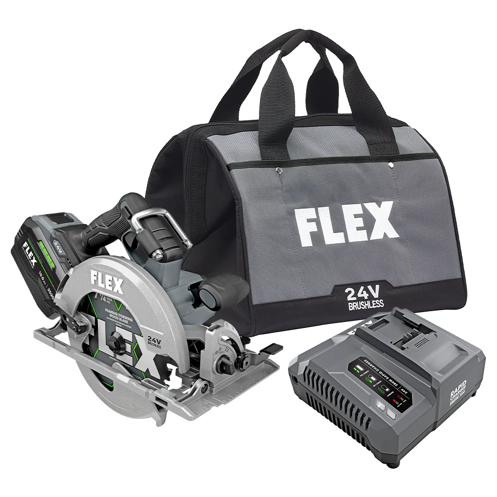 FLEX 24V 7-1/4 In. Top Handle Brushless Cordless Circular Saw w/10Ah Lithium-Ion Battery