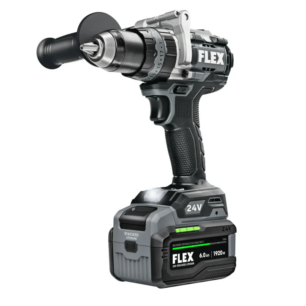 FLEX 24V Brushless Cordless 1/2 In. 2-Speed Hammer Drill 1,400 In. Lbs w/6.0Ah Stacked Lithium-Ion Battery - Image 2