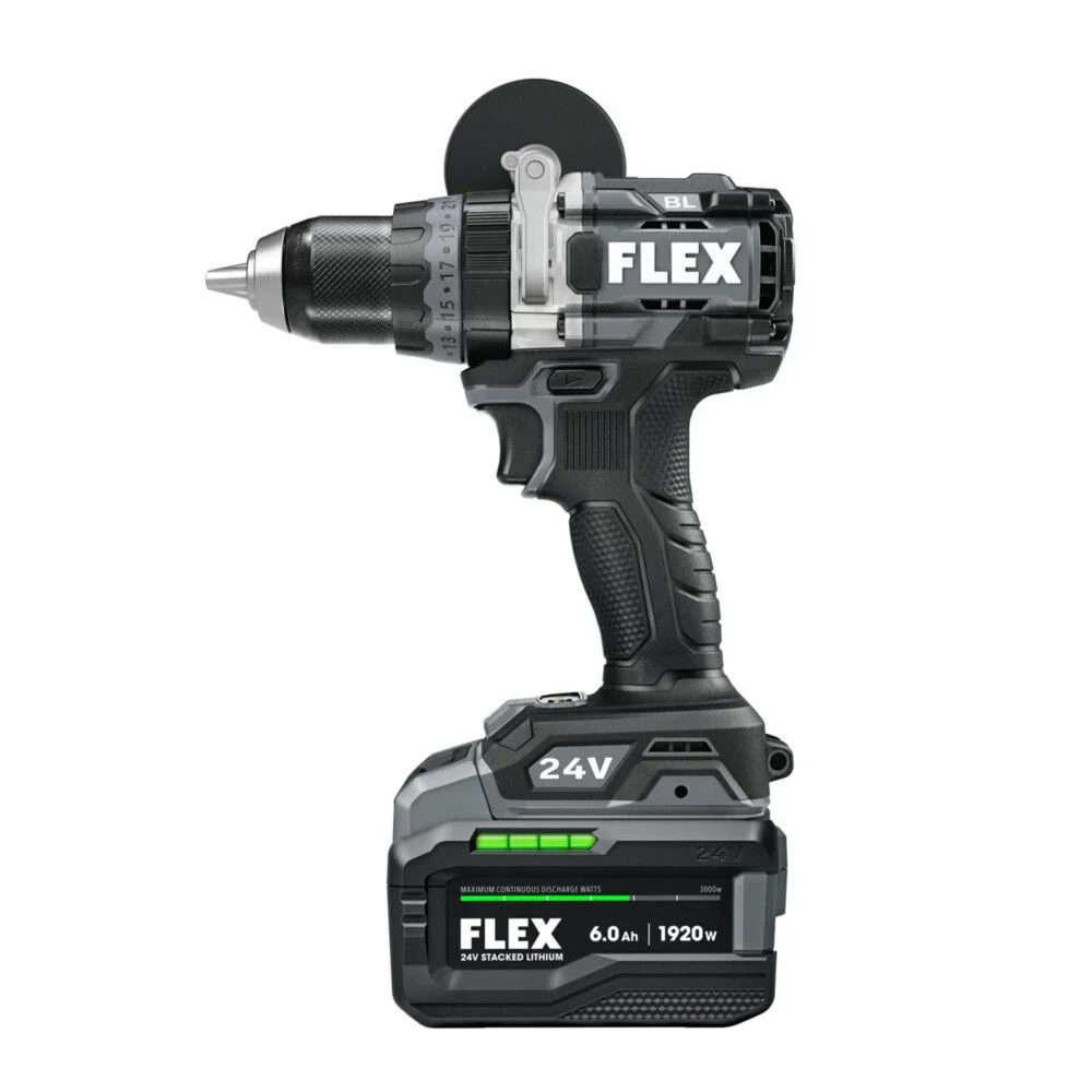 FLEX 24V Brushless Cordless 1/2 In. 2-Speed Hammer Drill 1,400 In. Lbs w/6.0Ah Stacked Lithium-Ion Battery - Image 3