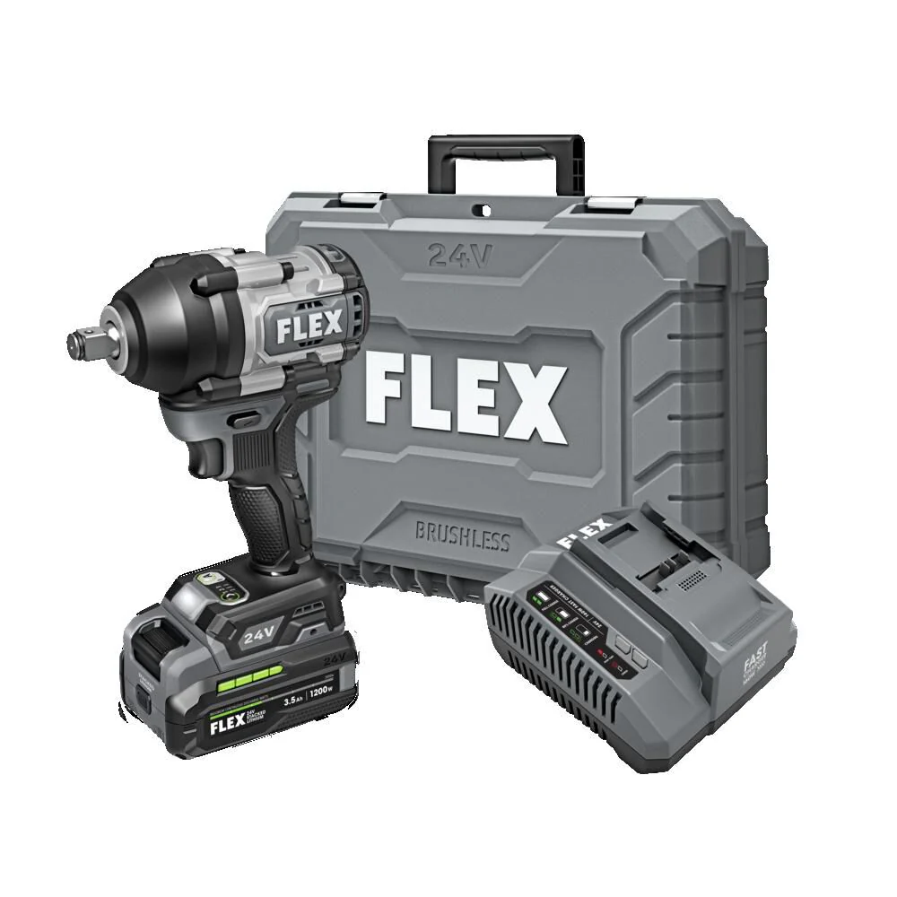 FLEX 24V Brushless Cordless 1/2-Inch 750 Ft-Lbs Mid-Torque Impact Wrench Kit