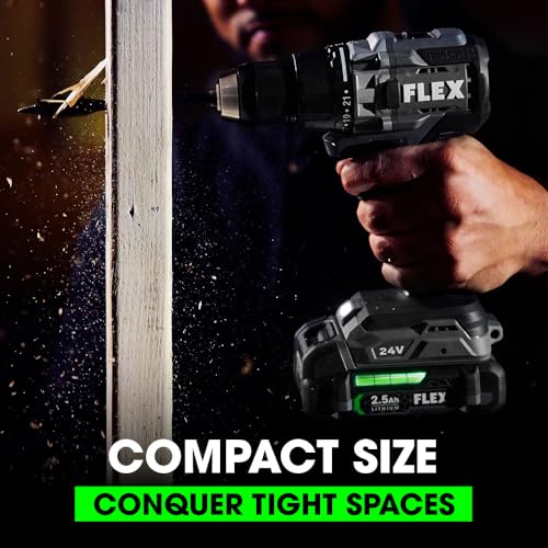 FLEX 24V Brushless Cordless 1/2-Inch 750 In-Lbs Torque 2-Speed Drill Driver Kit with (2) 2.5Ah Lithium Battery and 160W Fast Charger - FX1151-2A - Image 4