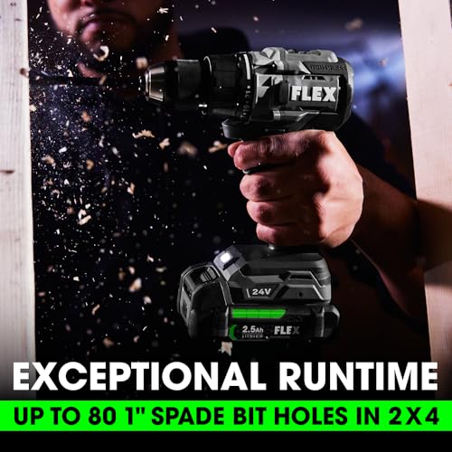 FLEX 24V Brushless Cordless 2-Tool Combo Kit: 1/2-Inch 2-Speed Drill Driver and 1/4-Inch Hex Impact Driver with (2) 2.5Ah Lithium Batteries and 160W Fast Charger - Image 4