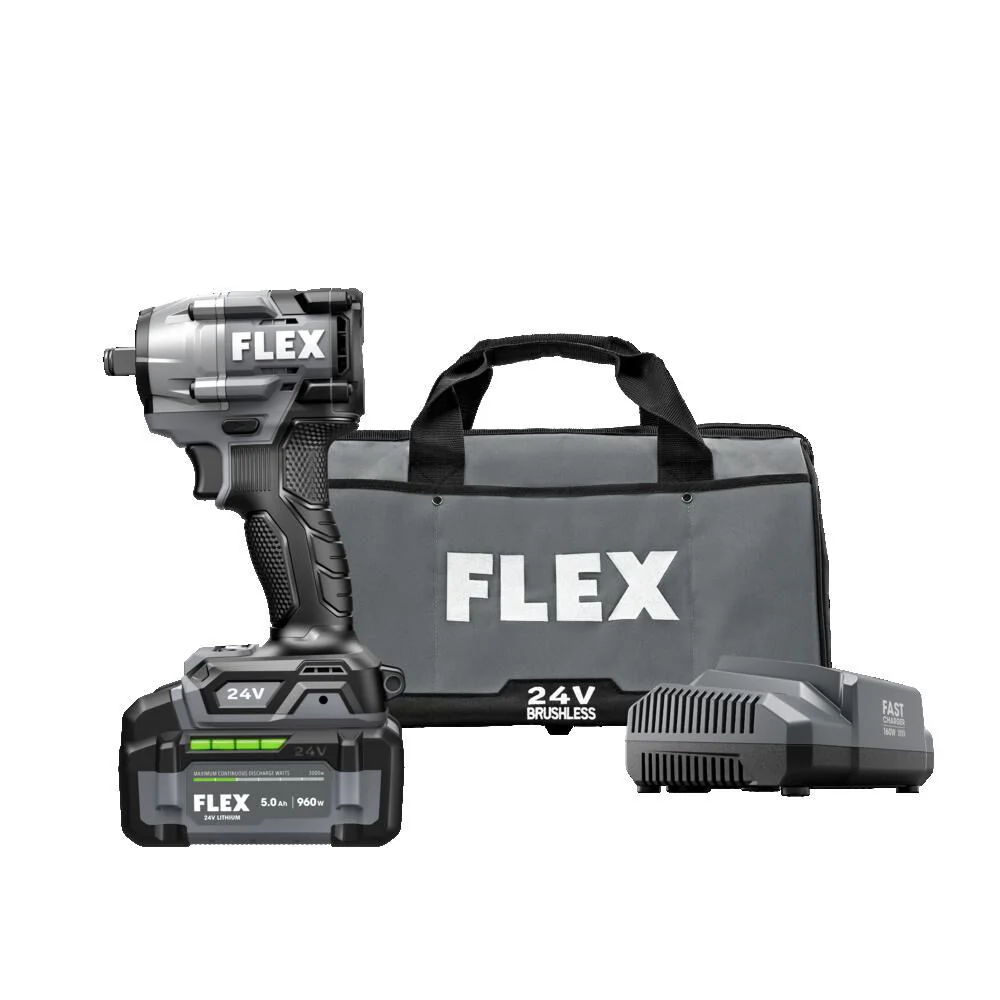 FLEX 24V Brushless Cordless 3/8-Inch 450 Ft-Lbs Torque Compact Impact Wrench Kit - Image 4