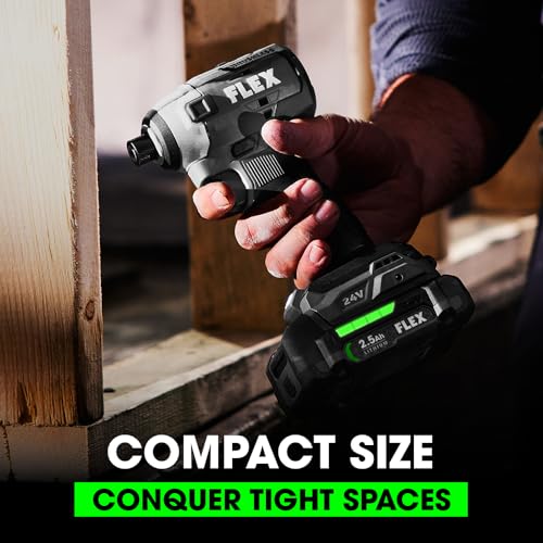 FLEX 24V Brushless Cordless 4-Tool Combo Kit: Drill Driver, Impact Driver, Reciprocating Saw, Work Light with (2) 2.5 Ah Lithium Batteries and 160W Fast Charger - Image 5