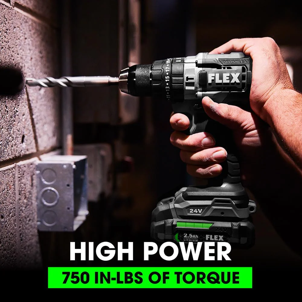 FLEX 24V Brushless Cordless 6-Tool Combo Kit: Hammer Drill, Hex Impact Driver, Circular Saw, Multi-Tool, Reciprocating Saw, Work Light with 2.5Ah, 5.0Ah Lithium Batteries and 160W Charger - FXM601-2B - Image 3