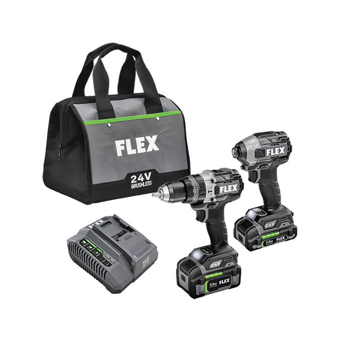 FLEX Hammer Drill with Turbo Mode and Quick Eject Impact Driver Kit
