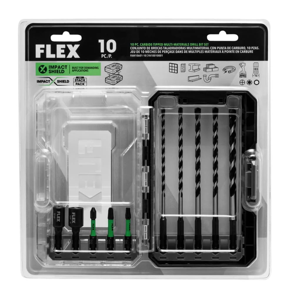 FLEX STACK PACK 10-Piece Carbide Tipped Multi-Construction Drill and Drive Bit Set - Image 2