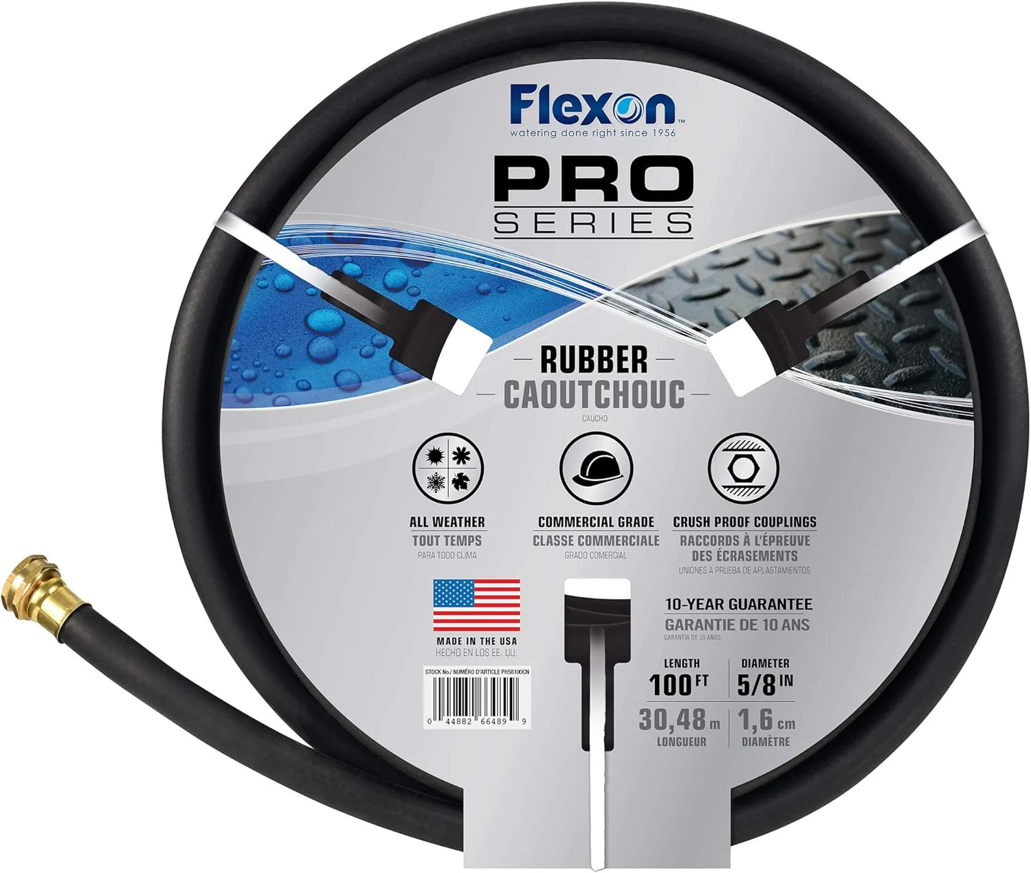 Flexon PH58100CN 5/8" x 100Ft Premium Rubber Garden Hose – Heavy-Duty, Commercial-Grade, All-Weather Flexibility, High Burst Strength, Crush-Proof Couplings, Kink-Resistant, Ideal for Landscaping and Job Sites - Image 4