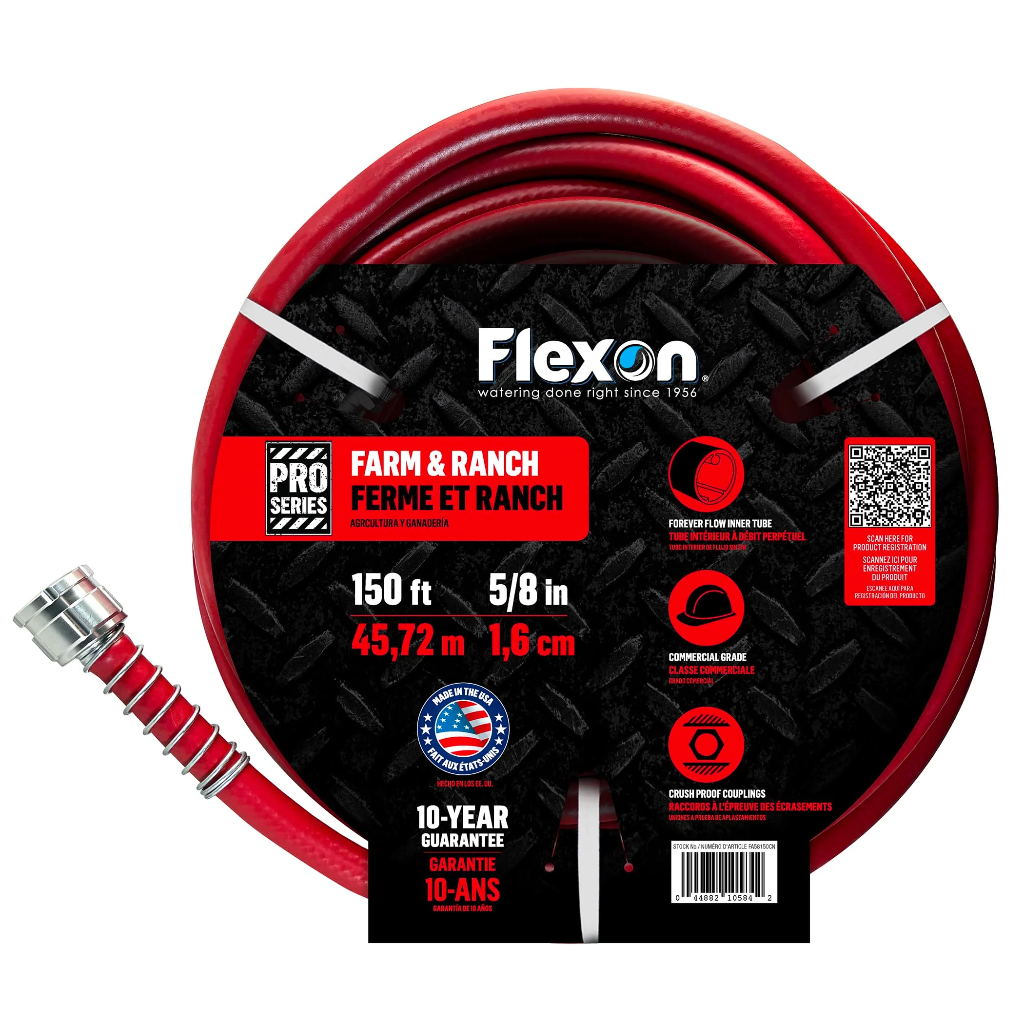 Flexon FA58150CN 5/8" x 150ft Farm & Ranch Garden Hose