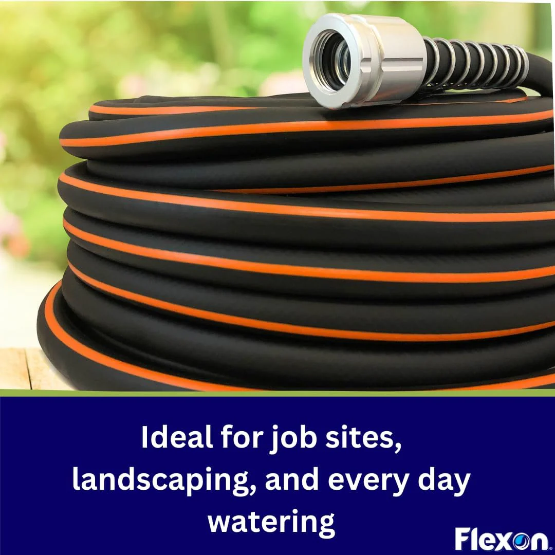 Flexon Flextreme Pro 5/8" x 50ft Performance Rubber Garden Hose – Heavy-Duty, Kink-Resistant, All-Weather Flexibility, Industrial-Grade Couplings, Durable Outdoor Watering Hose for Lawn & Garden 50 ft. - Image 5