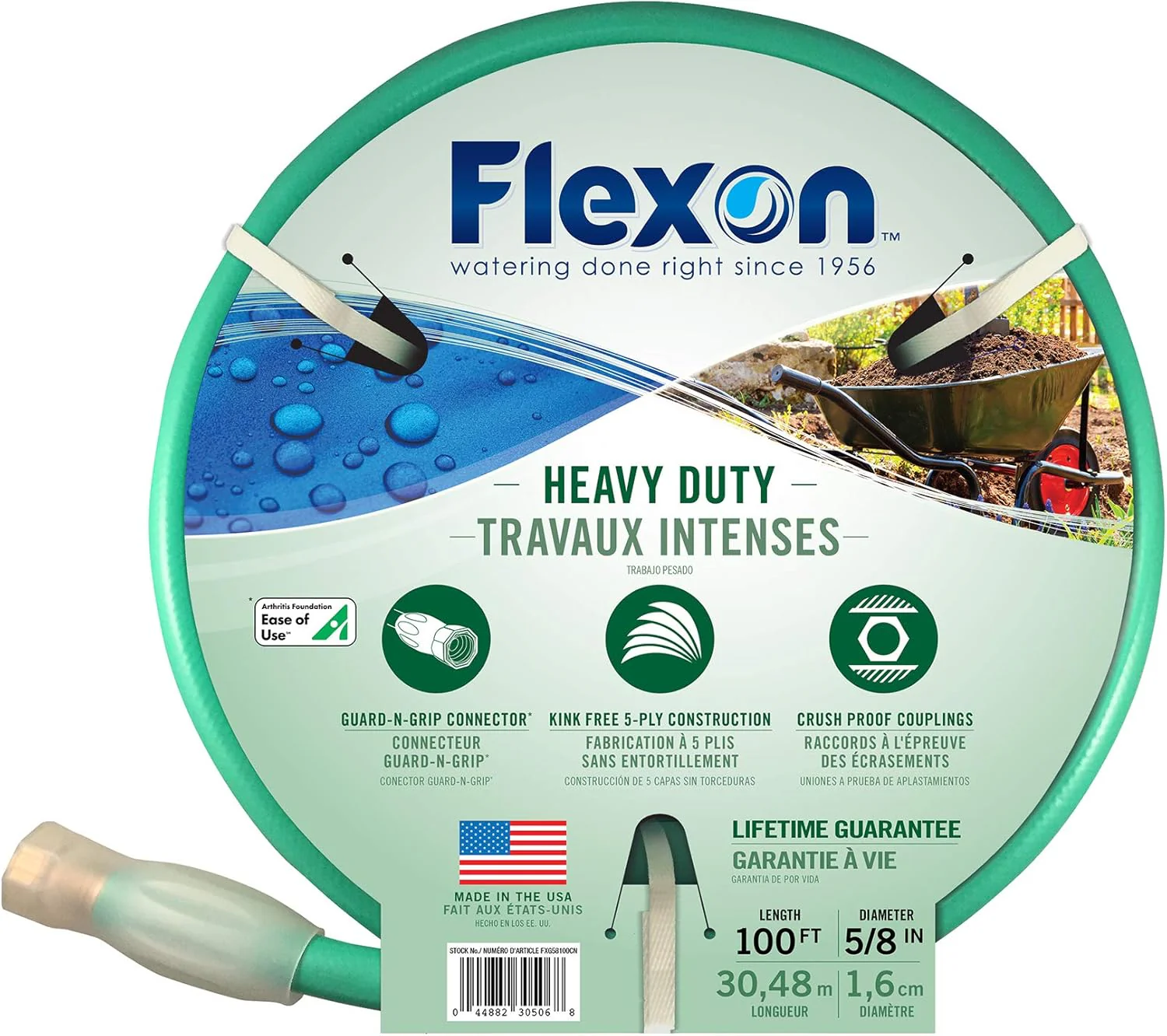 Flexon FXG58100 5/8-Inch x 100-Foot Heavy Duty 5-Ply Forever Garden Hose, Green - Image 8