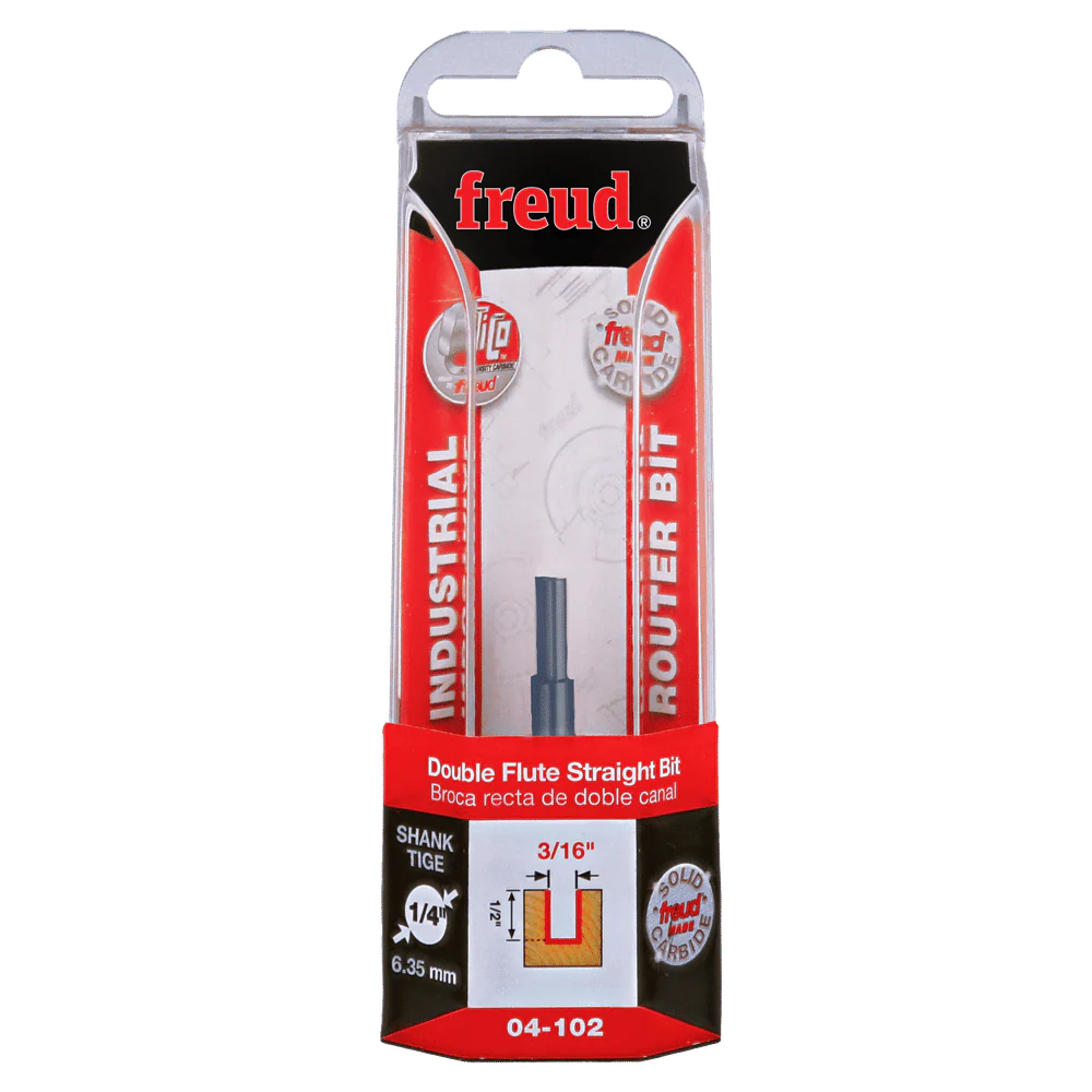 Freud 04-102 3/16" Diameter Double Flute Straight Bit with 1/4" Shank - Image 3