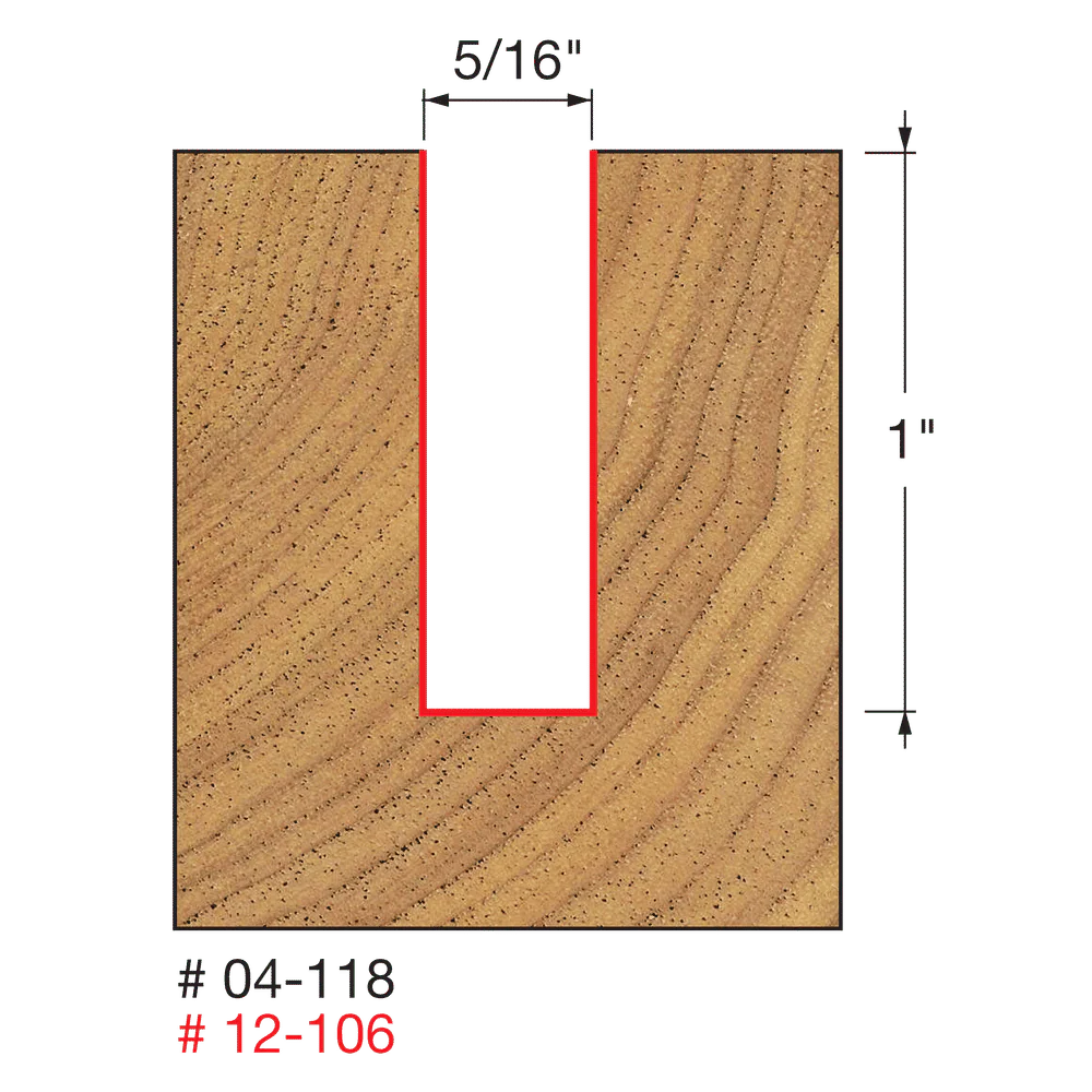 Freud 04-118 5/16" Diameter Double Flute Straight Router Bit with 1/4" Shank - Image 2