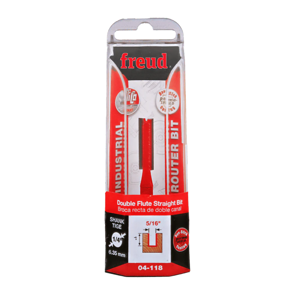 Freud 04-118 5/16" Diameter Double Flute Straight Router Bit with 1/4" Shank - Image 3