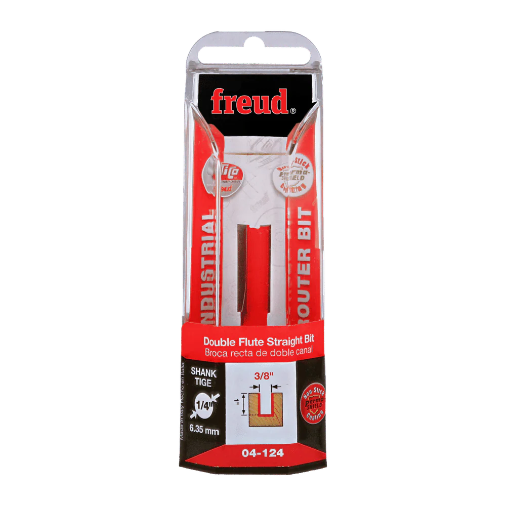 Freud 04-124 3/8" Diameter Double Flute Straight Bit with 1/4" Shank - Image 3