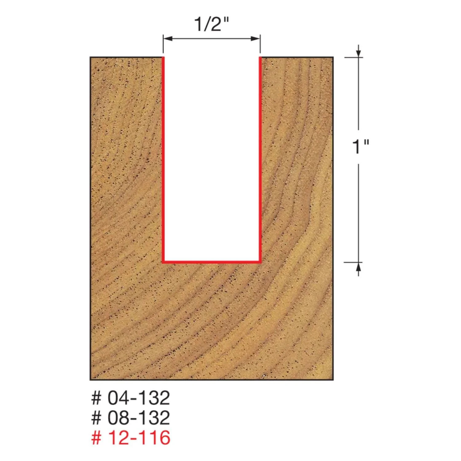 Freud Double Flute Straight Bit - 1" Height, 1/2" Diameter, 2-1/8" Length, 1/4" Shank - 04-132 - Image 4