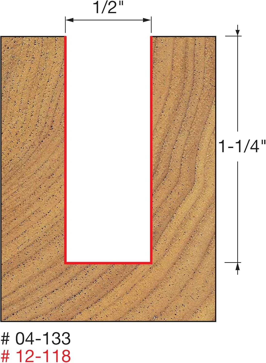 Freud 1/2" (Dia.) Double Flute Straight Bit (Eclipse Grind) - 12-118 - Image 3