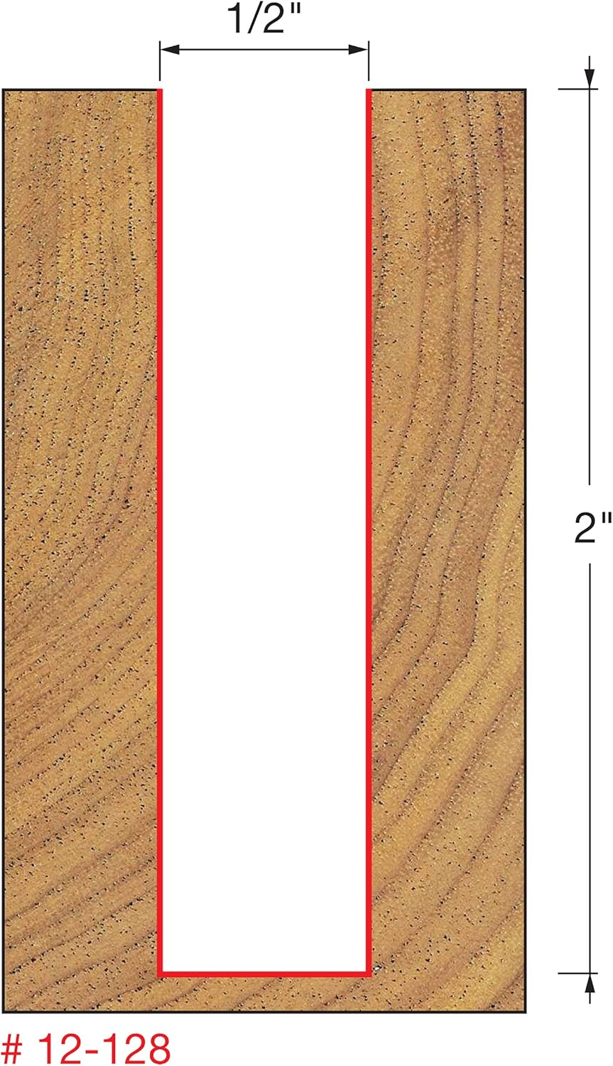 Freud Double Flute Straight Router Bit - 2" Height, 1/2" Diameter, 4-1/8" Length, 1/2" Shank - 12-128 - Image 3