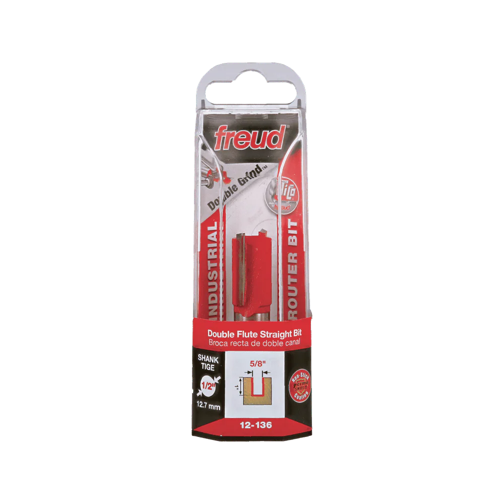 Freud 12-136 5/8" Diameter Double Flute Straight Bit with 1/2" Shank - Image 3