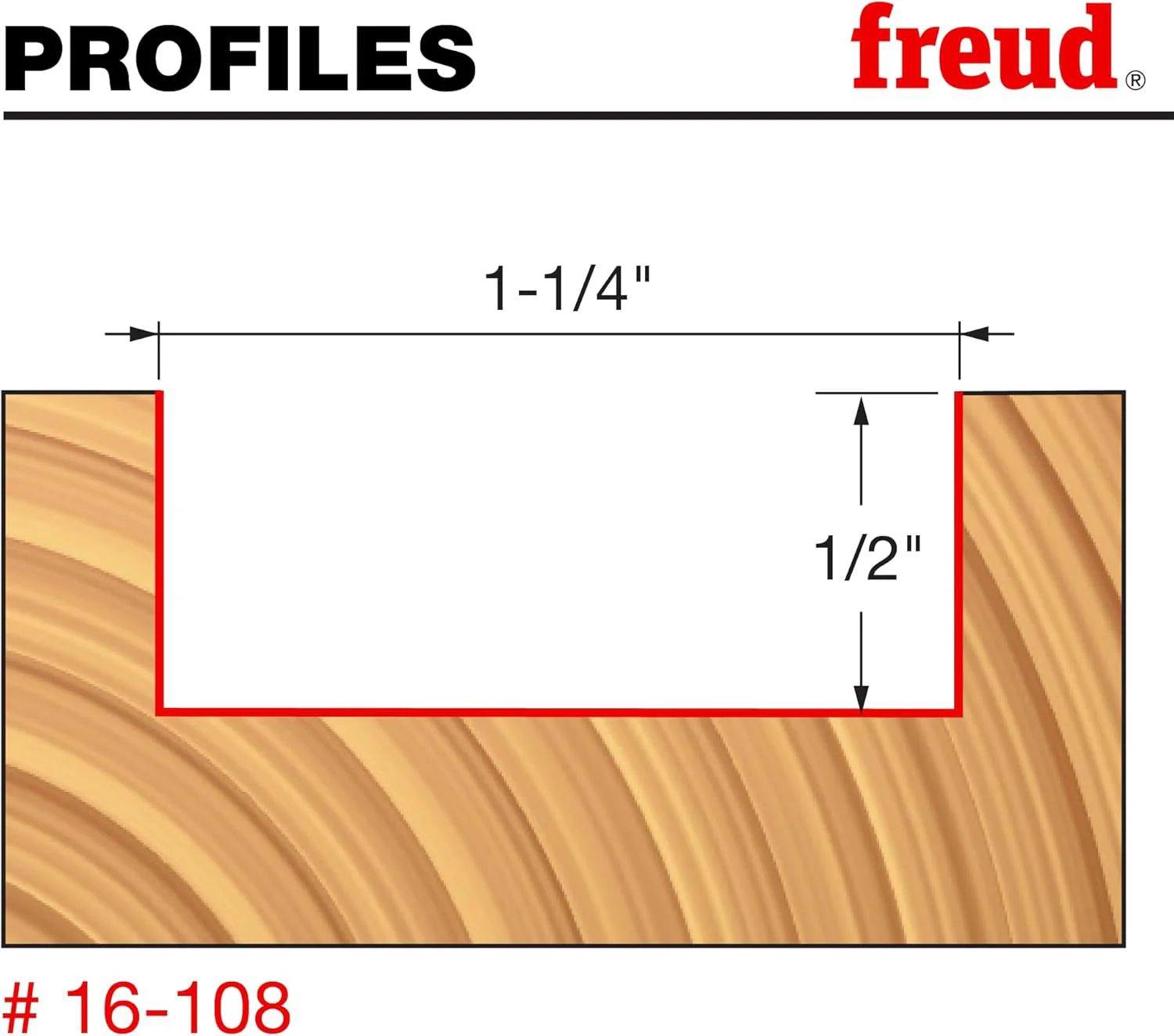 Freud 16-108: 1-1/4" diameter Spoilboard Surfacing & Mortising Bit with 1/2" shank, 1/2" carbide height - Image 3