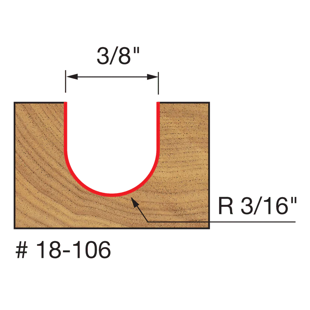 Freud 18-106 3/16" Radius Round Nose Bit with 1/4" Shank - Image 2