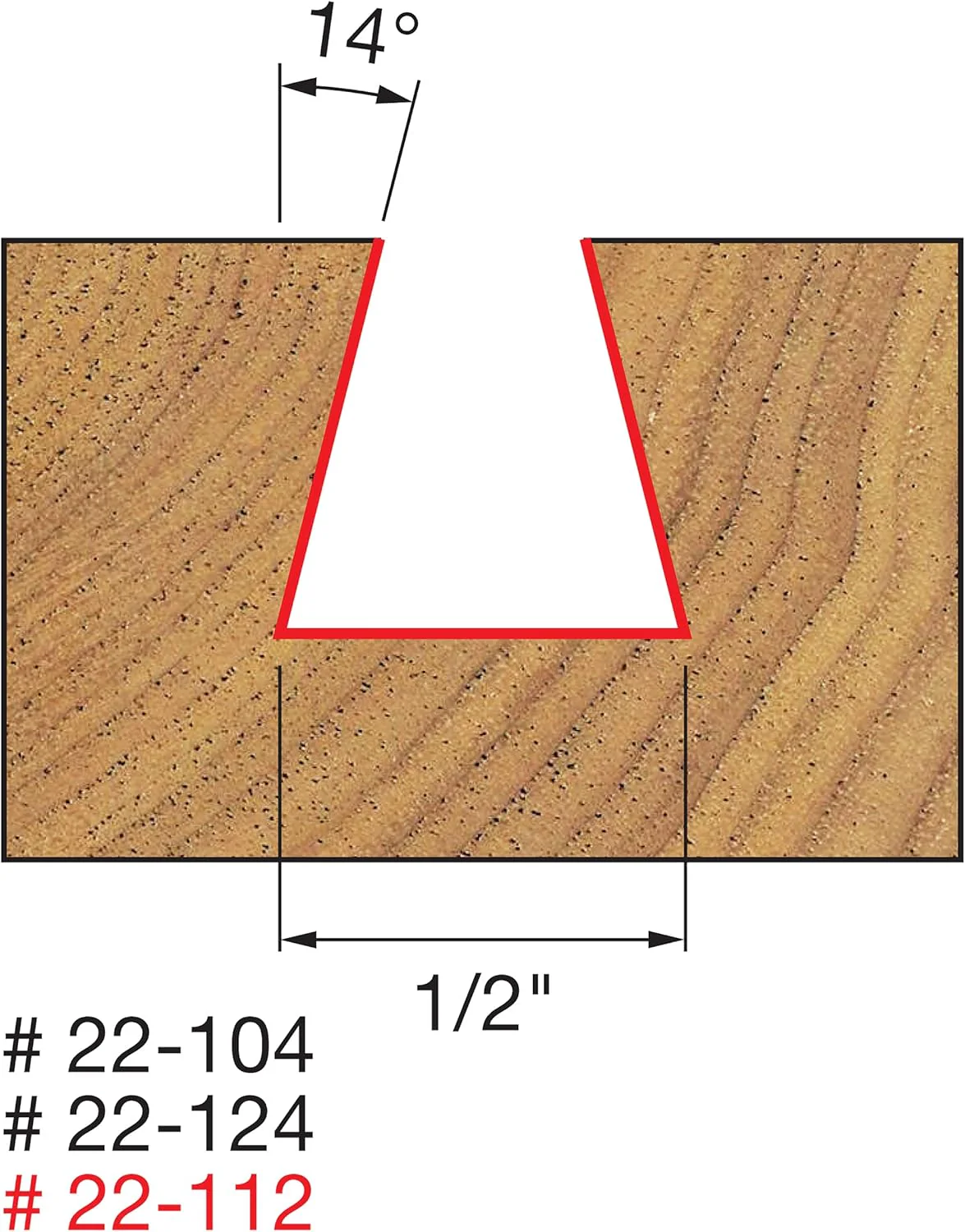 Freud (22-124) 14-Degree Dovetail Router Bit with 1/4-Inch Shank, 1/2-Inch Diameter - Image 3