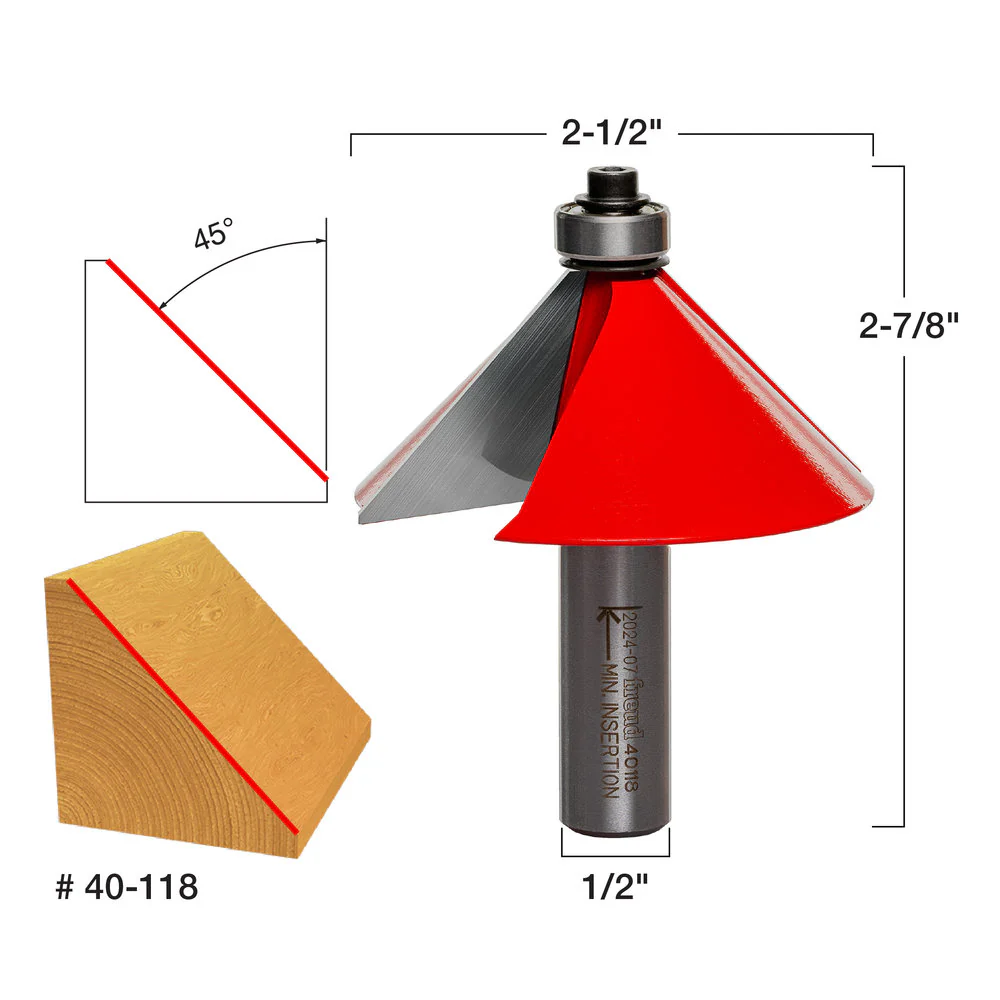 Freud 40-118 Freud 2-1/2" Diameter Chamfer Bit with 1/2" Shank - Image 2