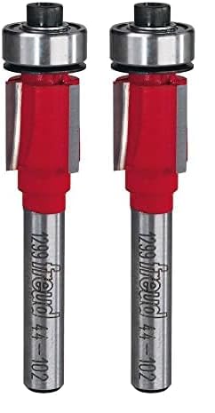 Freud 44-102: 1/2" (Dia.) Bearing Flush Trim Bit with 1/4" Shank, 1/2" Carbide Height (Pack of 2) 1 Count (Pack of 2) 44-102 1/2-Inch Diameter 3-Flute Flush Trimming Router Bit with 1/4-Inch Shank