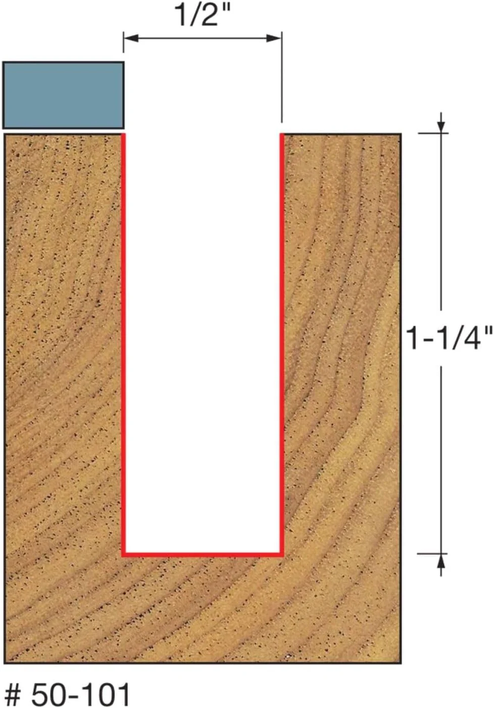 Freud Bearing Flush Trim Bit - Ideal for Trimming Laminates & Pattern Routing - 1/2" Diameter, 1/4" Shank, 2-1/2" Overall Length - 50-101 One Size 1/2-Inch Diameter Top Bearing Flush Trim Router Bit with 1/4-Inch Shank - Image 3