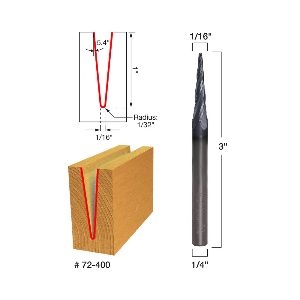 Freud 72-400 5.4" x 1/16" Tapered Ball Tip - Image 2