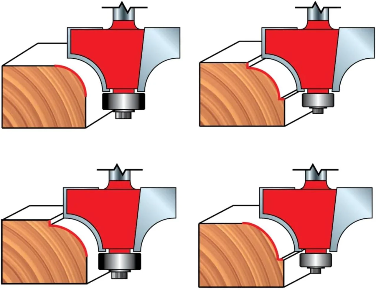 Freud 5 Piece Round Over/Beading Bit Set - Ideal for Rounding & Beading Edges on Furniture - 1/4" Shank & 3/8" Bearing - 89-102 - Image 3