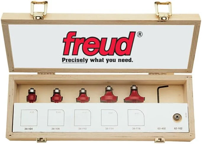 Freud 5 Piece Round Over/Beading Bit Set - Ideal for Rounding & Beading Edges on Furniture - 1/4" Shank & 3/8" Bearing - 89-102 - Image 4