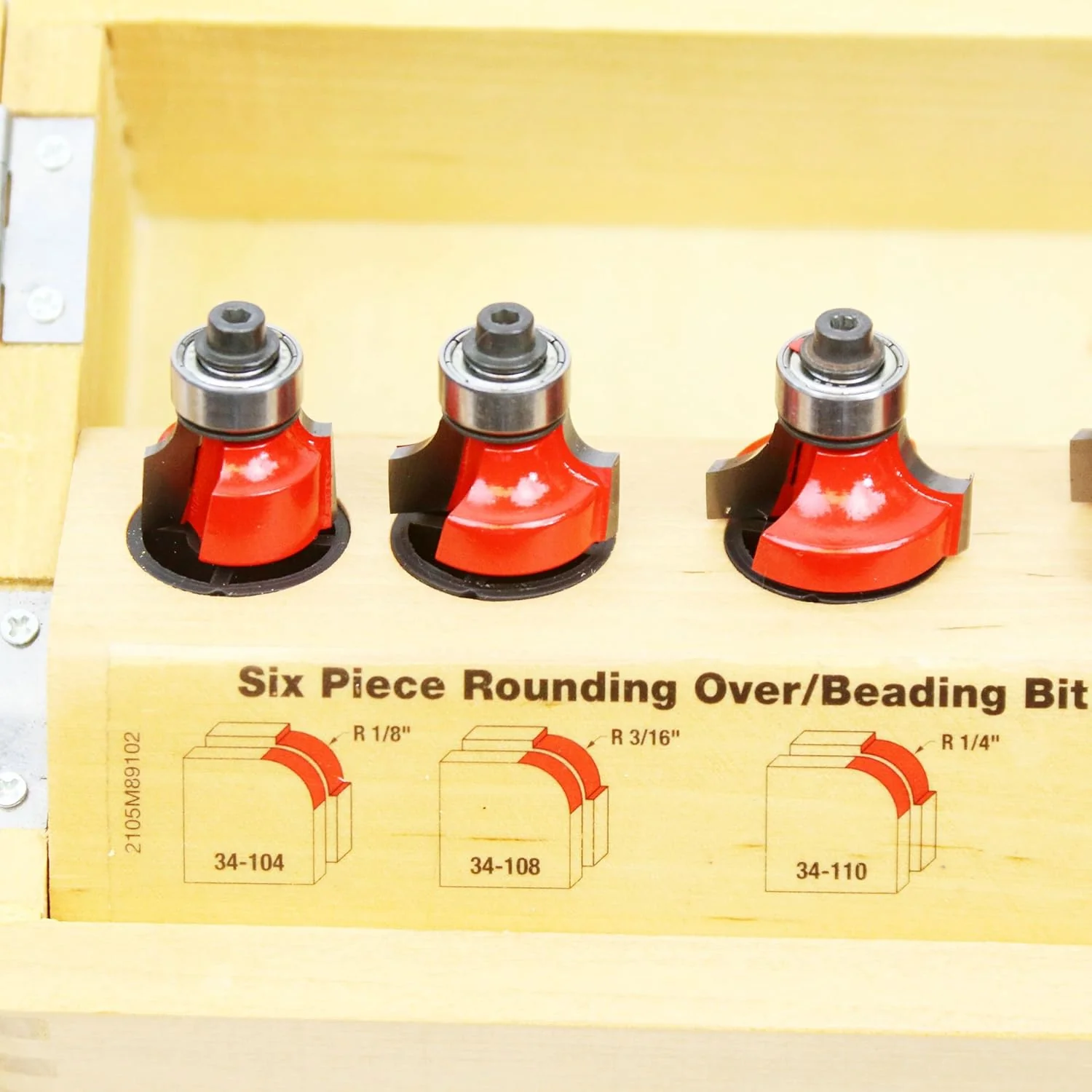 Freud 5 Piece Round Over/Beading Bit Set - Ideal for Rounding & Beading Edges on Furniture - 1/4" Shank & 3/8" Bearing - 89-102 - Image 6