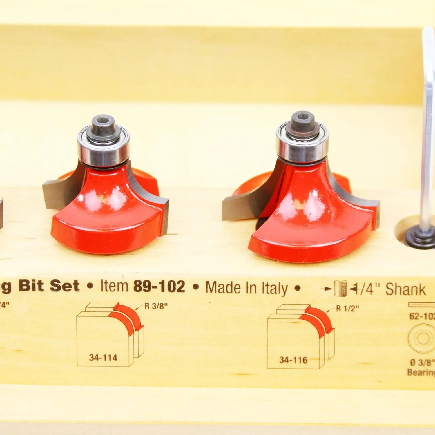 Freud 5 Piece Round Over/Beading Bit Set - Ideal for Rounding & Beading Edges on Furniture - 1/4" Shank & 3/8" Bearing - 89-102 - Image 7
