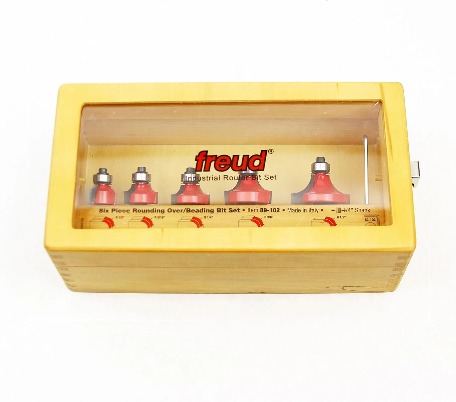 Freud 5 Piece Round Over/Beading Bit Set - Ideal for Rounding & Beading Edges on Furniture - 1/4" Shank & 3/8" Bearing - 89-102 - Image 8