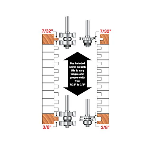 Freud 1-3/4 In. (Dia.) Adjustable Tongue & Groove Bit Set with 1/2 In. Shank - Image 4