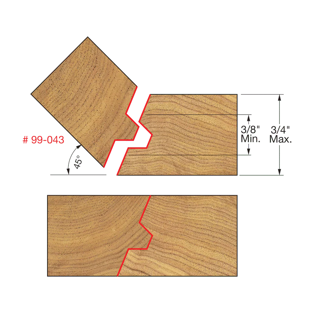 Freud 99-043 1-15/32" Diameter Lock Miter Bit with 1/2" Shank - Image 2
